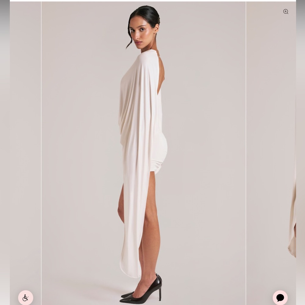 Oh Polly - Lida Draped Cape Mini Dress in Ivory - Picture 2 of 6